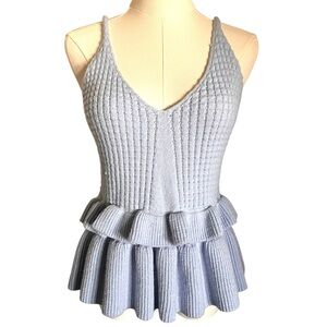 Ease Art Knit Peplum Sweater Tank Top - Light Blue - Size S NWOT